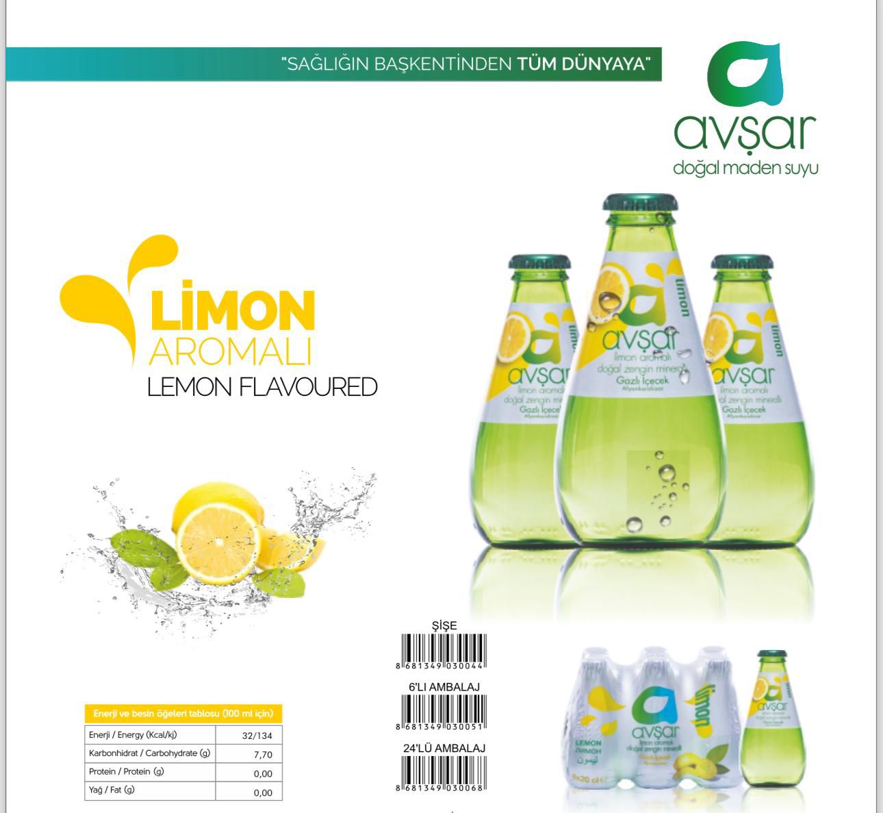 AVŞAR Limon Aromalı Doğal Maden Suyu